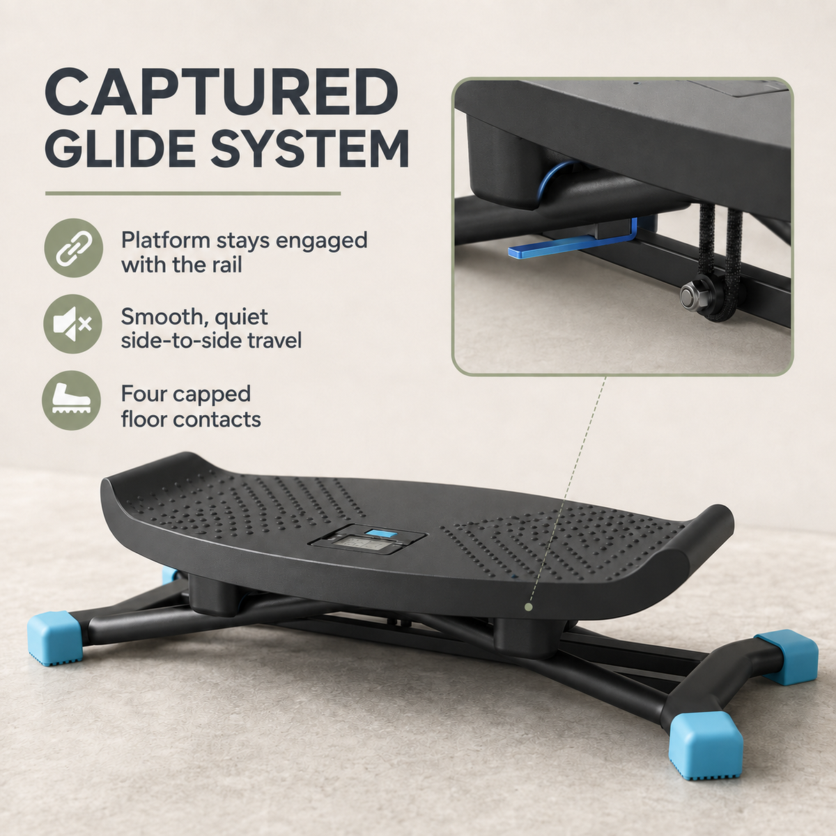 Slide Stepper Ski Trainer with Resistance Bands and LCD Monitor