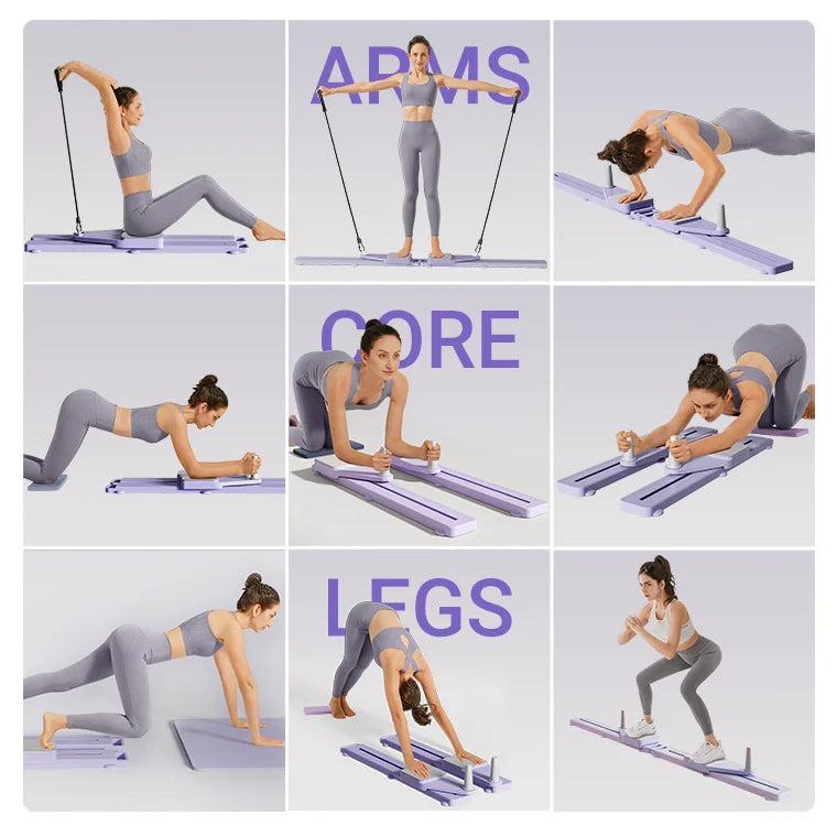 Sliding Ab Workout Board and Leg Trainer with Resistance Bands and Knee Pads