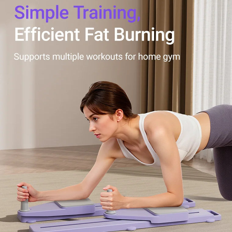 Sliding Ab Workout Board and Leg Trainer with Resistance Bands and Knee Pads