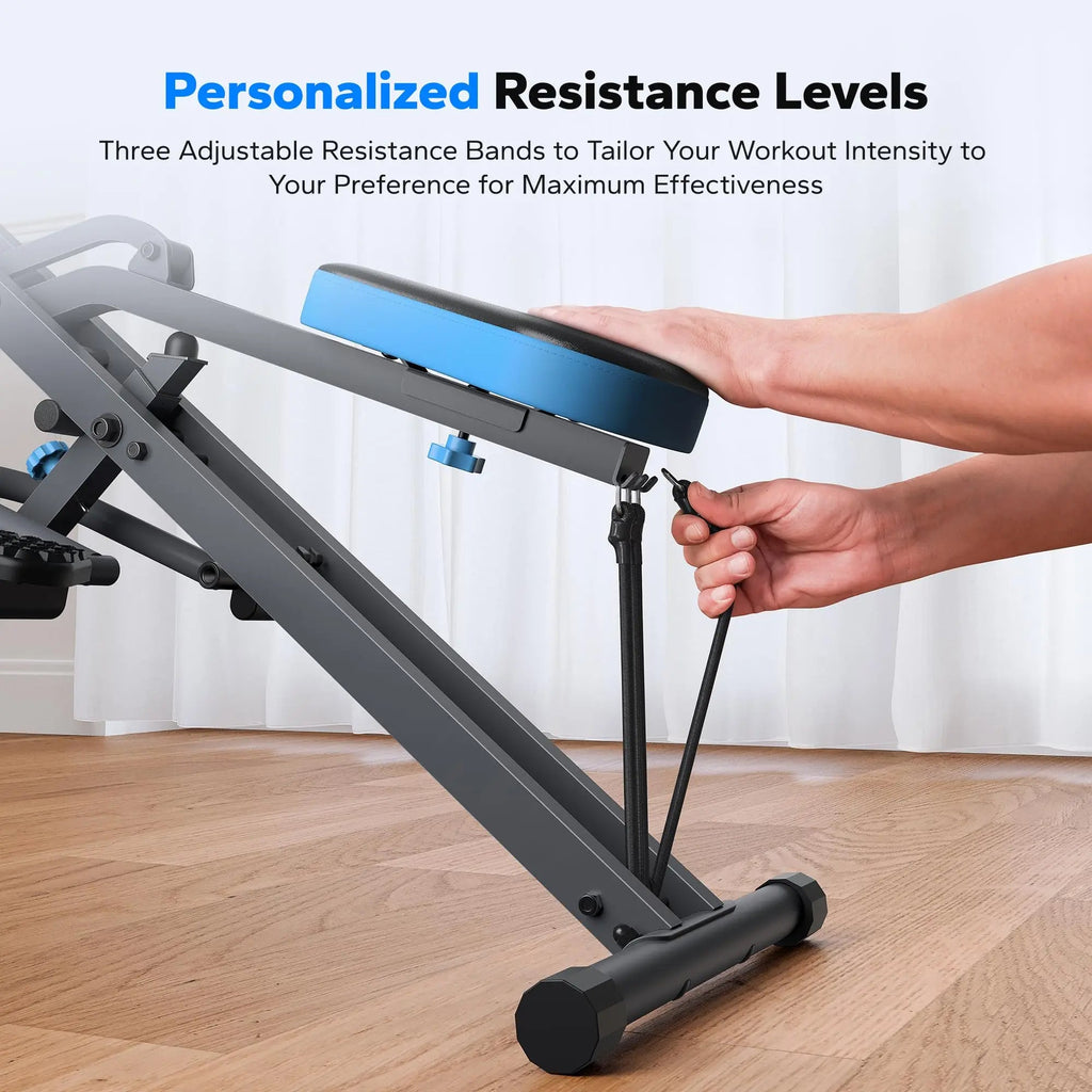 Foldable Squat Assist and Row Trainer with 3 Resistance Bands and LCD Monitor