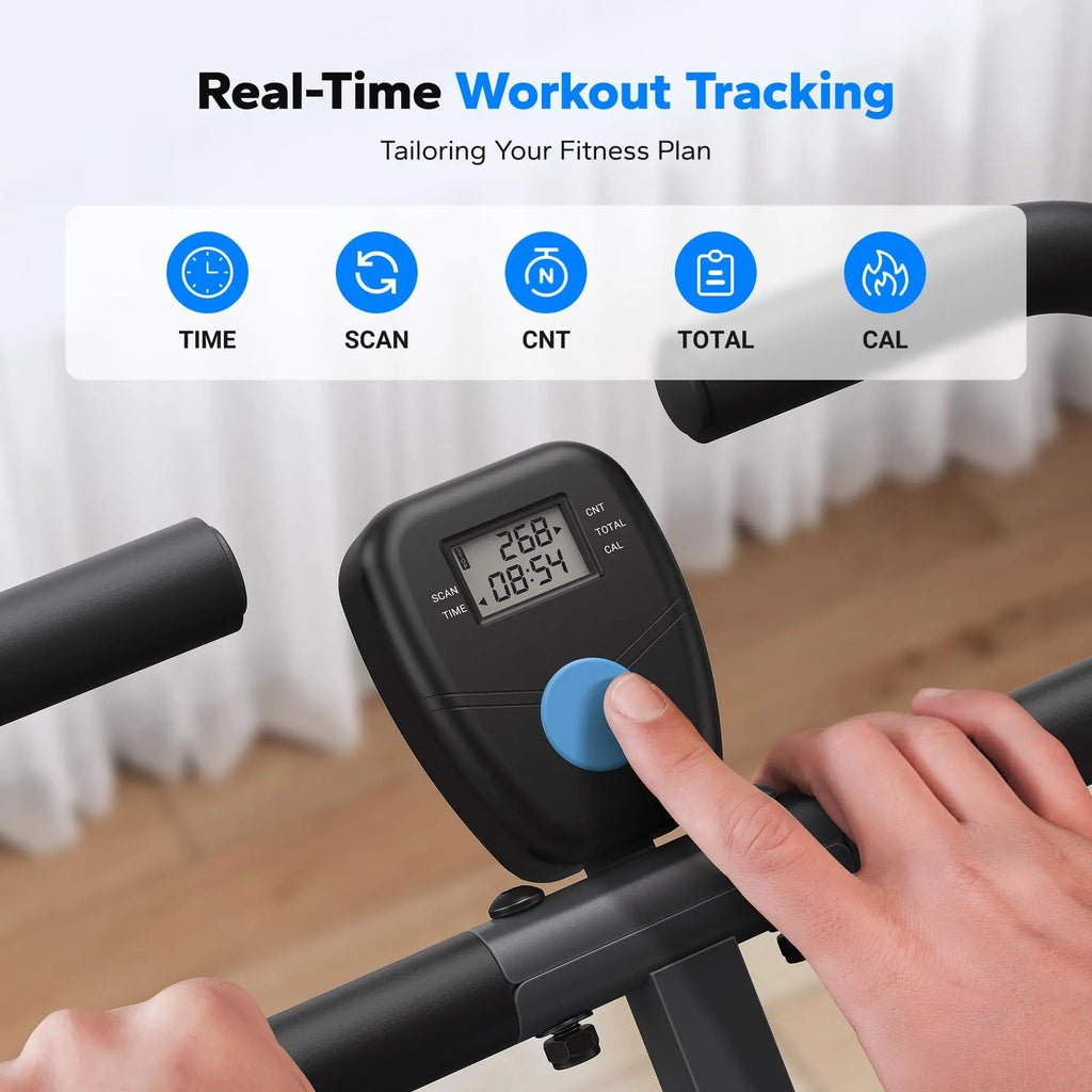 Foldable Squat Assist and Row Trainer with 3 Resistance Bands and LCD Monitor