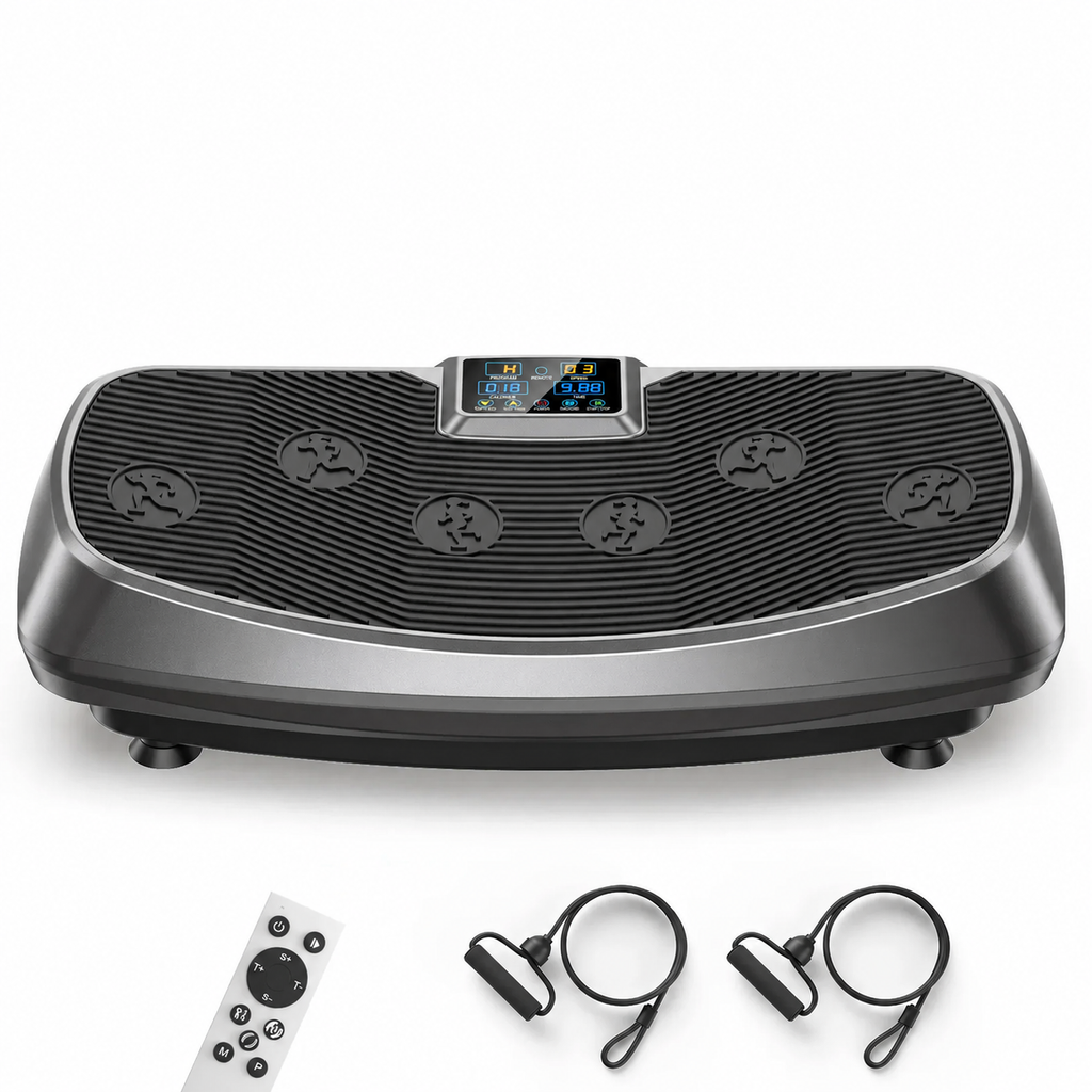 3D Vibration Plate Exercise Machine, 30 Speeds, 3 Movement Modes and Resistance Bands