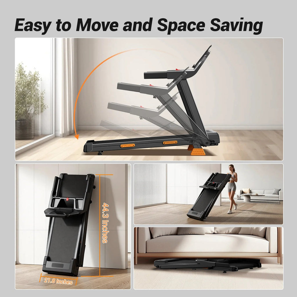 Folding Treadmill, Up to 7.5 mph, Bluetooth Audio and LED Display