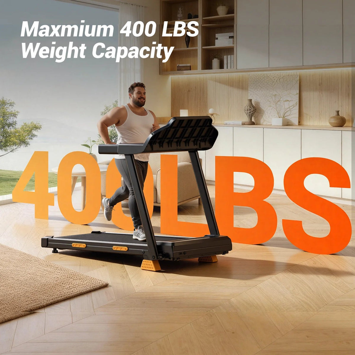 Folding Treadmill, Up to 7.5 mph, Bluetooth Audio and LED Display