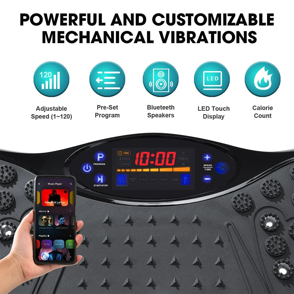 Bluetooth Vibration Plate Exercise Machine with Textured Foot Platform