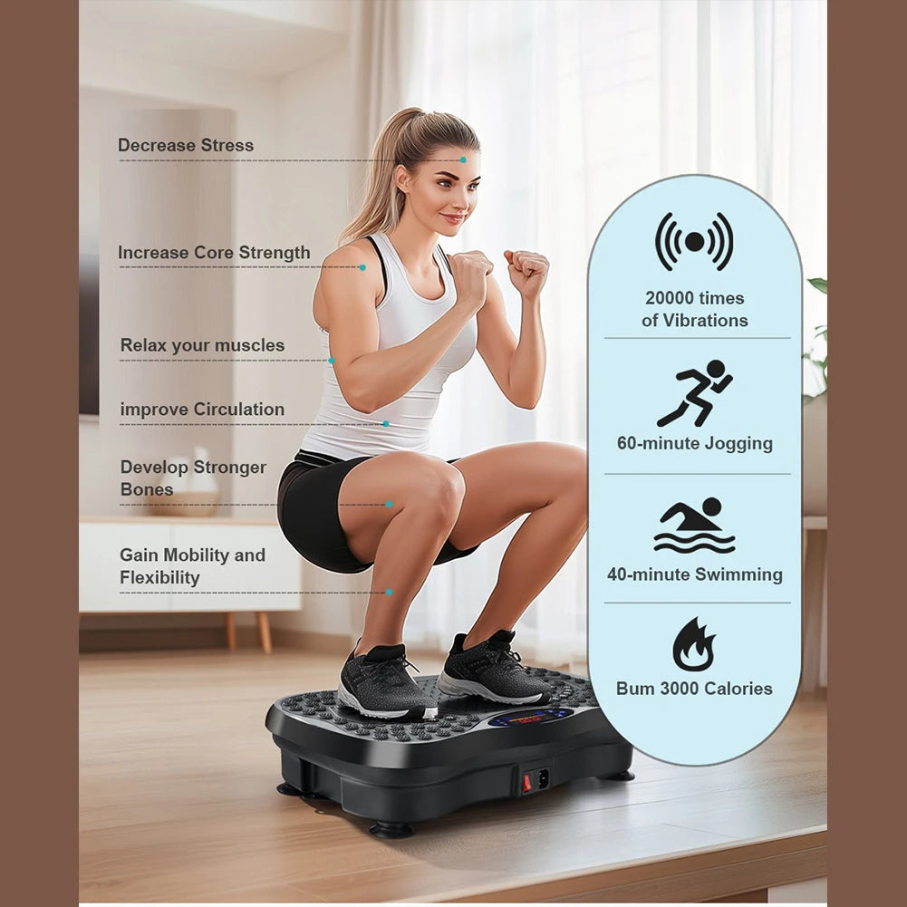 Bluetooth Vibration Plate Exercise Machine with Textured Foot Platform