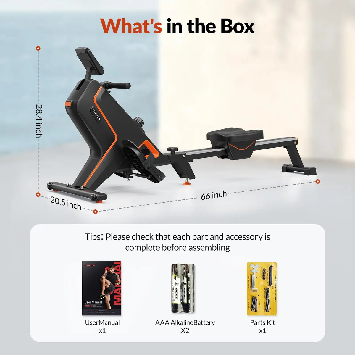 Foldable Magnetic Rowing Machine, 16 Resistance Levels and Bluetooth LCD