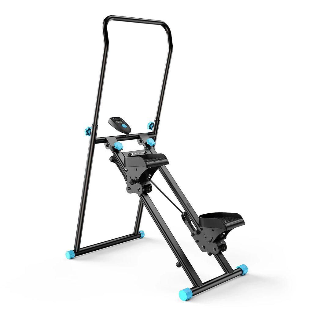 Foldable Vertical Climber Machine with Adjustable Handlebars and LCD Monitor