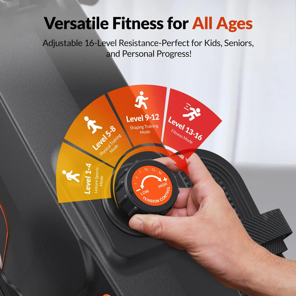 Foldable Magnetic Rowing Machine, 16 Resistance Levels and Bluetooth LCD