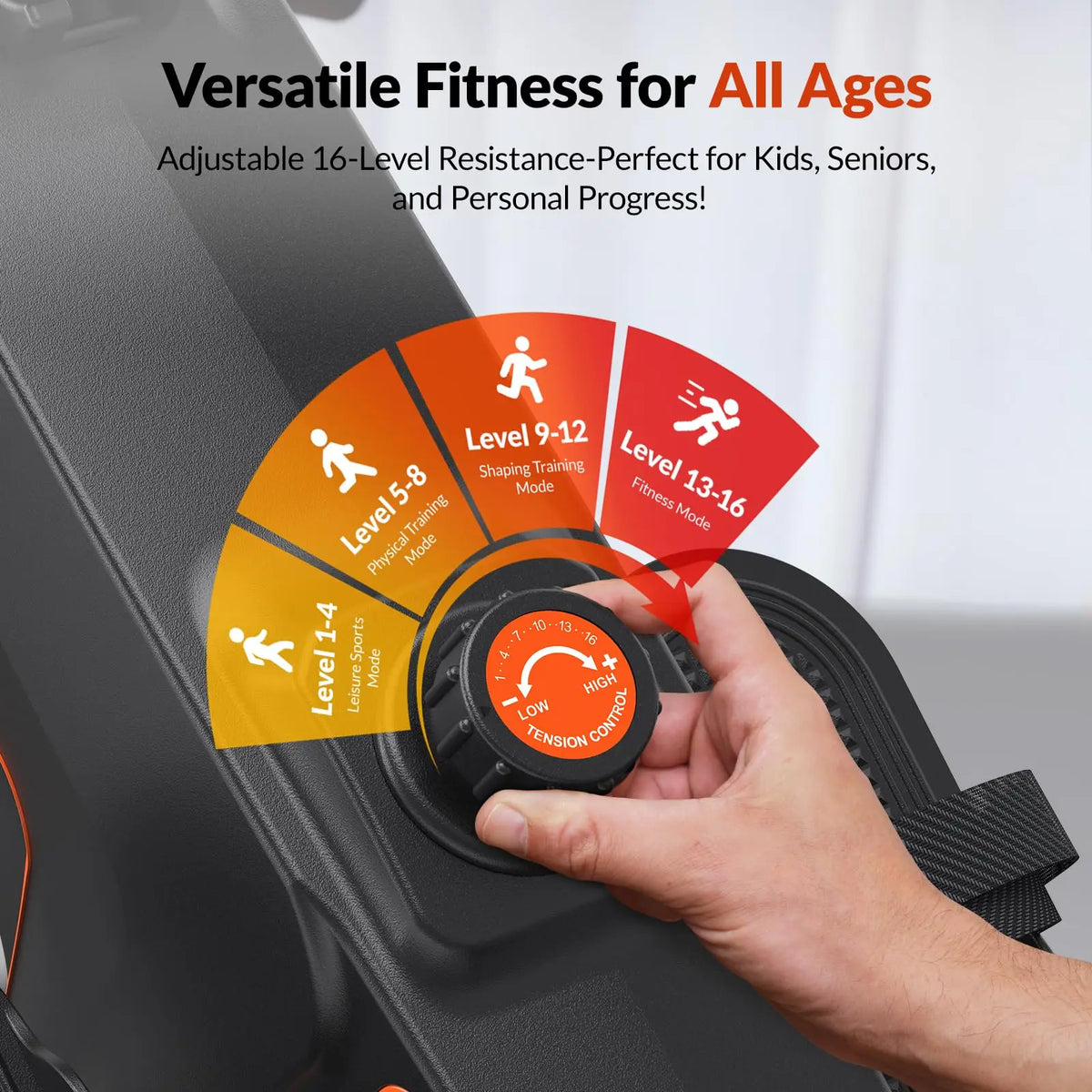 Foldable Magnetic Rowing Machine, 16 Resistance Levels and Bluetooth LCD