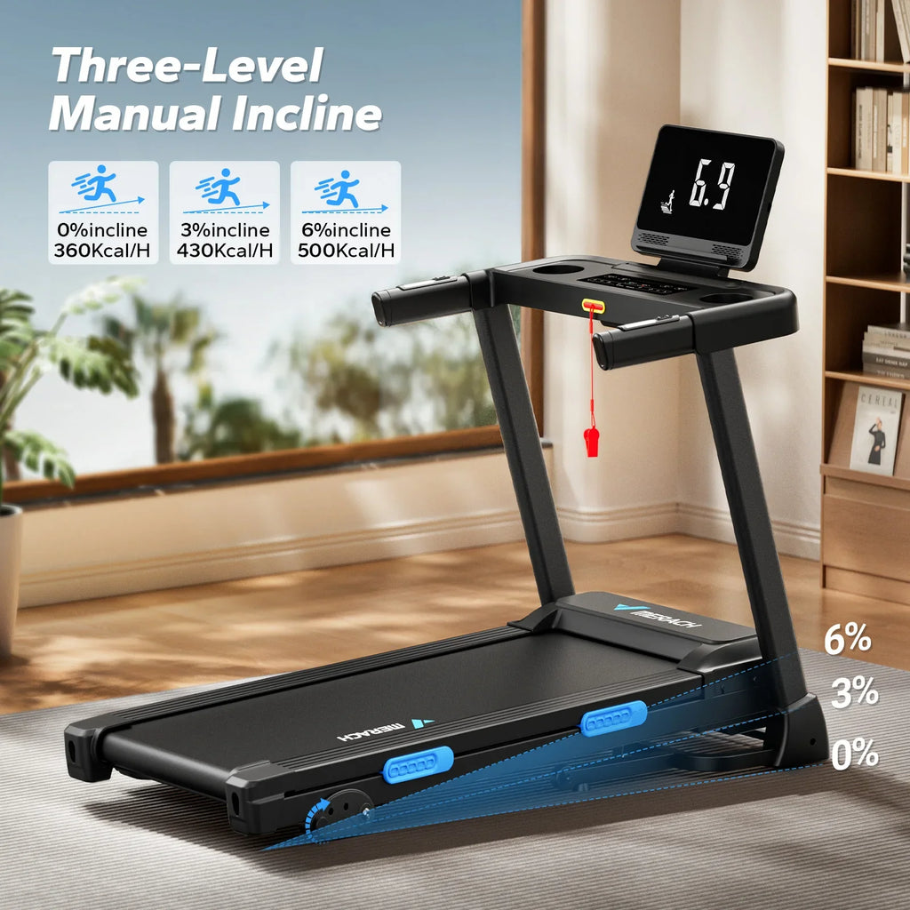 Folding Treadmill, 0.8–7.5 mph, 3 Incline Positions up to 6%