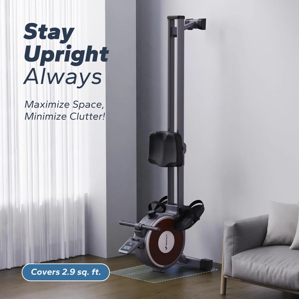 Magnetic Rowing Machine with Dual Rails, App Tracking and Upright Storage