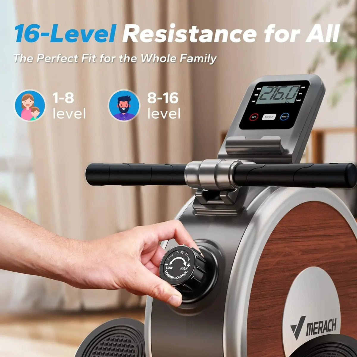 Magnetic Rowing Machine with Dual Rails, App Tracking and Upright Storage