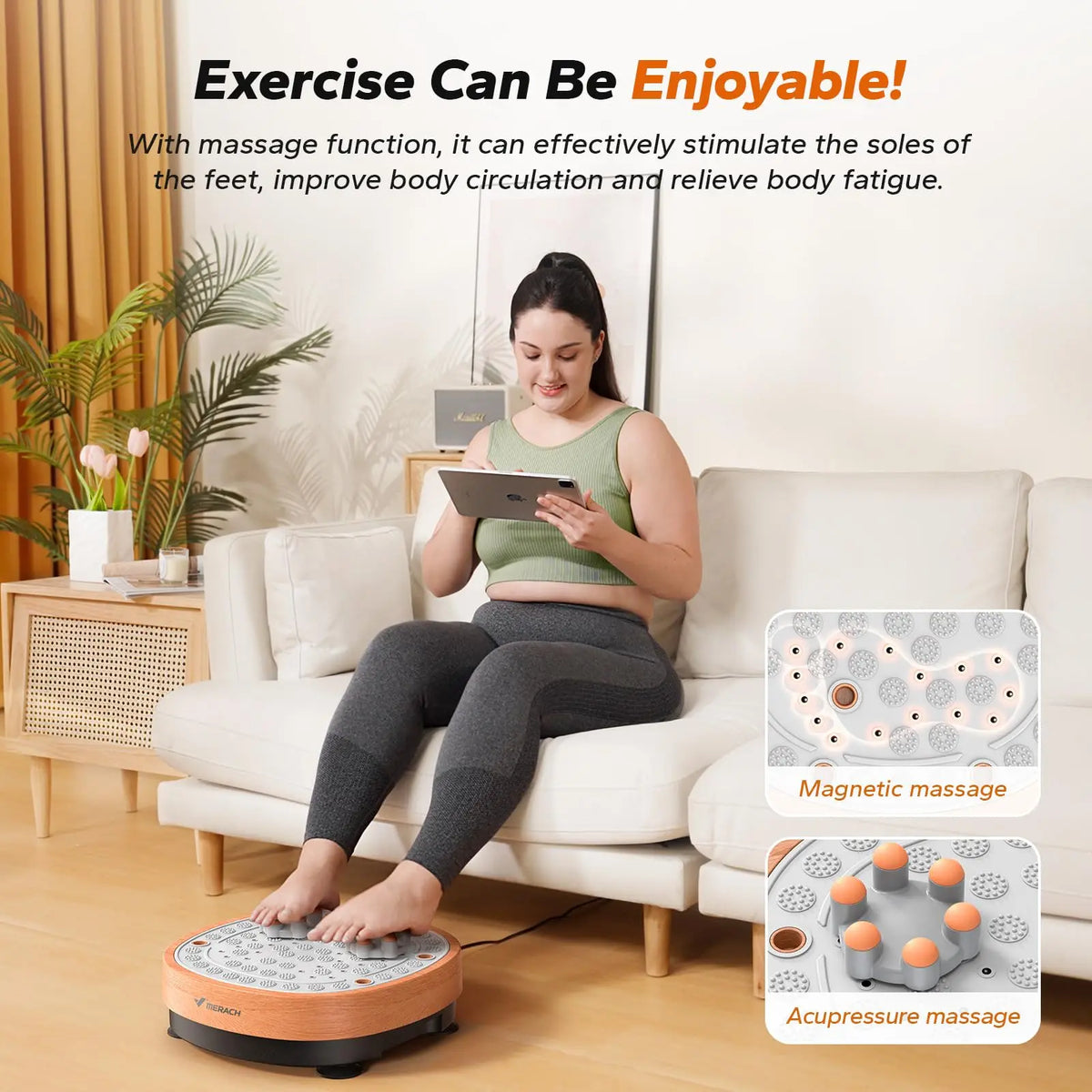 Vibration Plate Exercise Machine with Foot Roller, 99 Speeds, 9 Programs and Remote