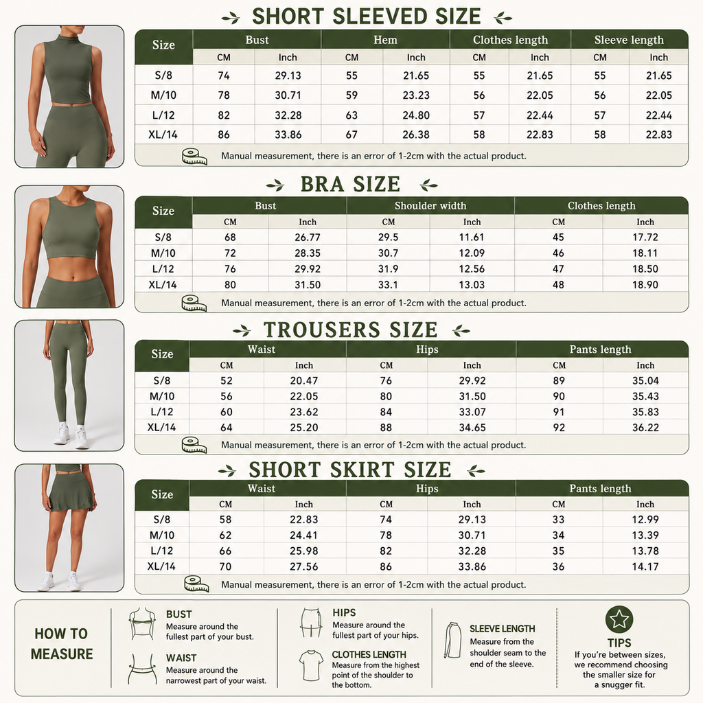 Women's Stretch Activewear Sets with Leggings or Skirt