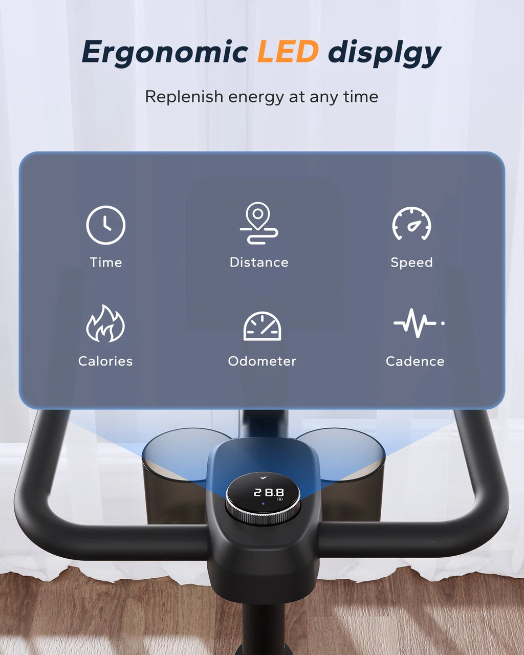 Magnetic Exercise Bike with Belt Drive, Adjustable Seat and App Connection
