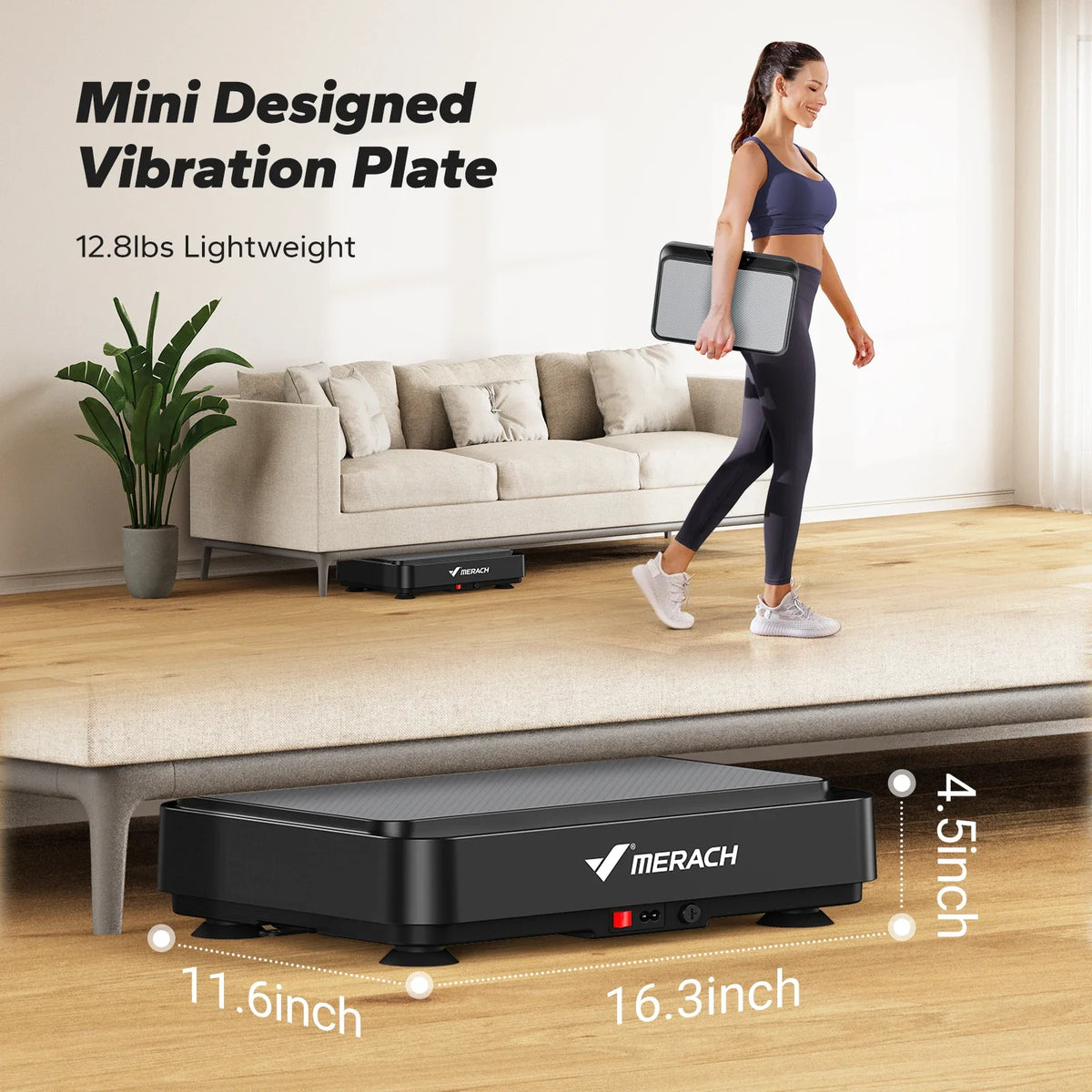 Mini Vibration Plate Exercise Machine, 99 Speeds, 9 Programs, Remote and Resistance Bands