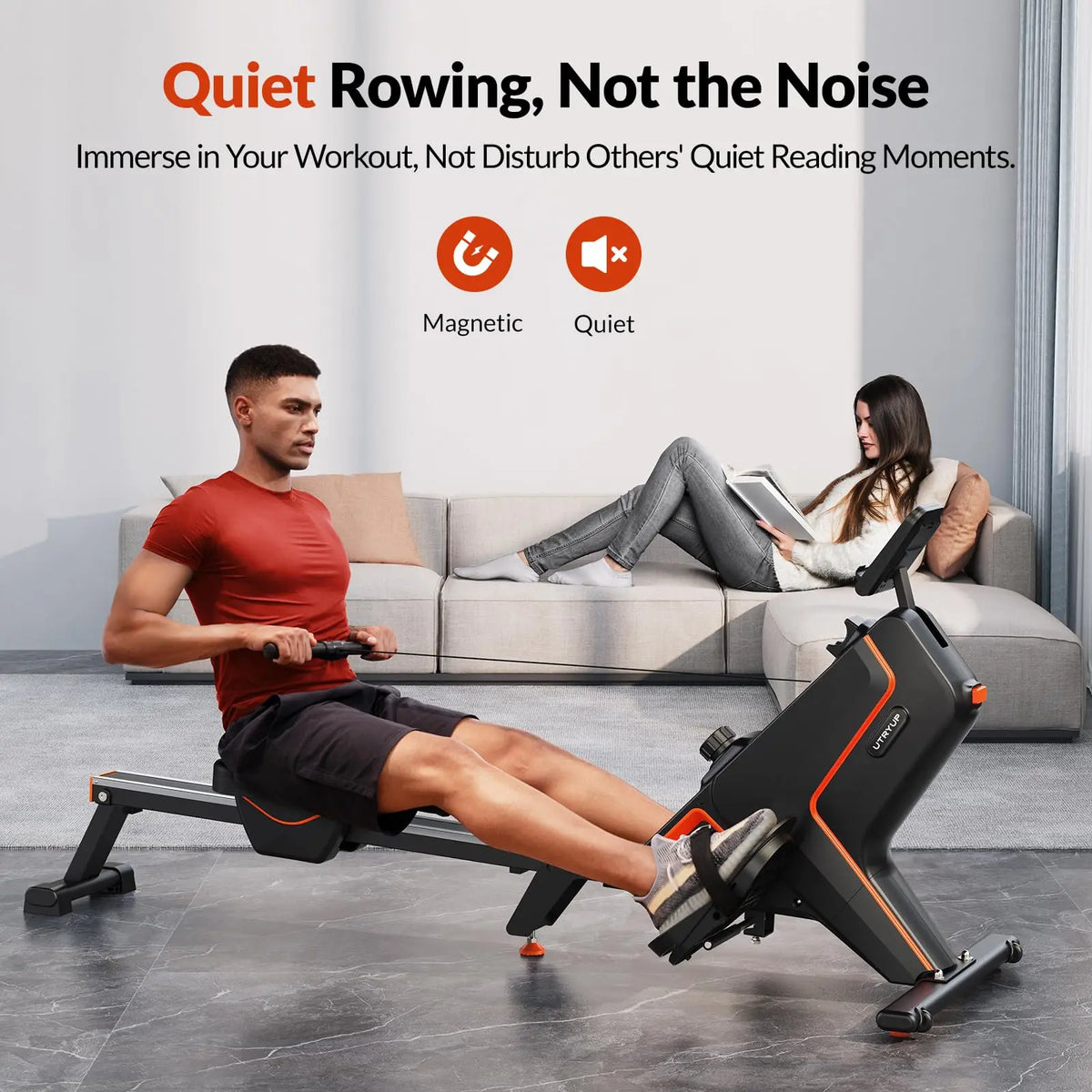Foldable Magnetic Rowing Machine, 16 Resistance Levels and Bluetooth LCD