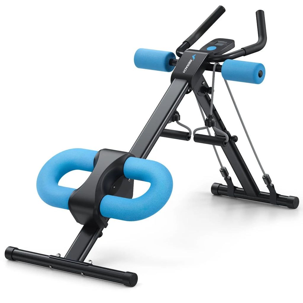 Foldable Ab Trainer with LCD Monitor, 5 Height Levels and Padded Supports
