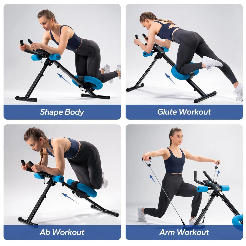 Foldable Ab Trainer with LCD Monitor, 5 Height Levels and Padded Supports