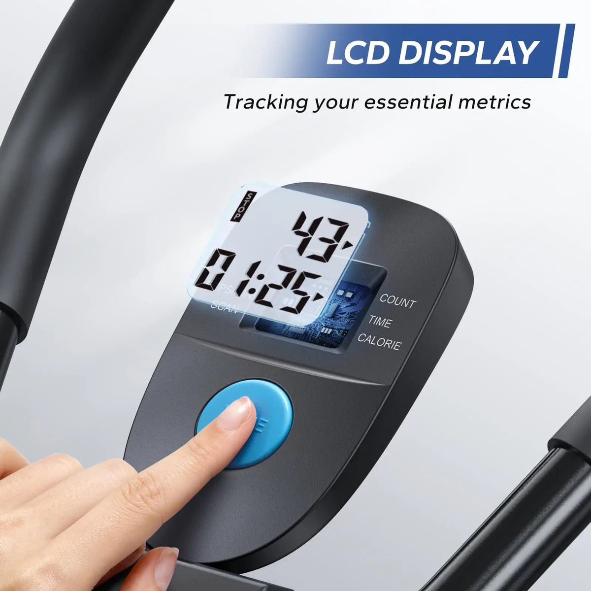 Foldable Ab Trainer with LCD Monitor, 5 Height Levels and Padded Supports