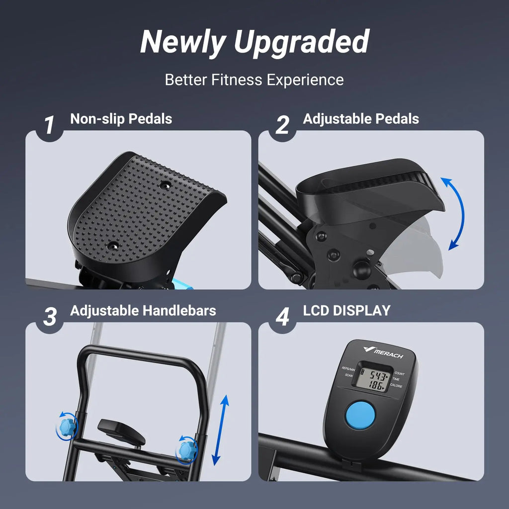 Foldable Vertical Climber Machine with Adjustable Handlebars and LCD Monitor