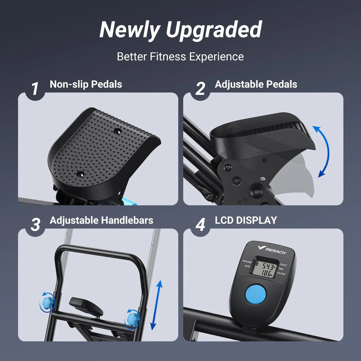 Foldable Vertical Climber Machine with Adjustable Handlebars and LCD Monitor