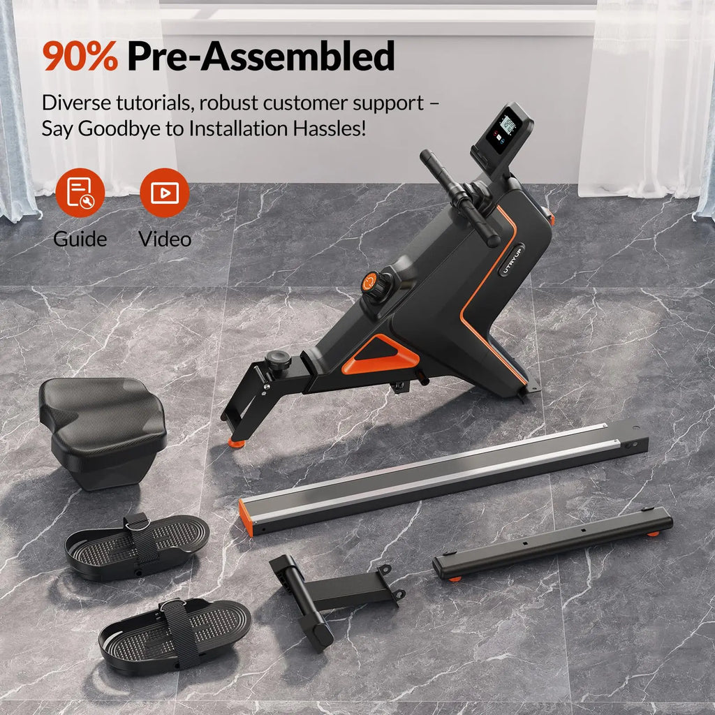 Foldable Magnetic Rowing Machine, 16 Resistance Levels and Bluetooth LCD