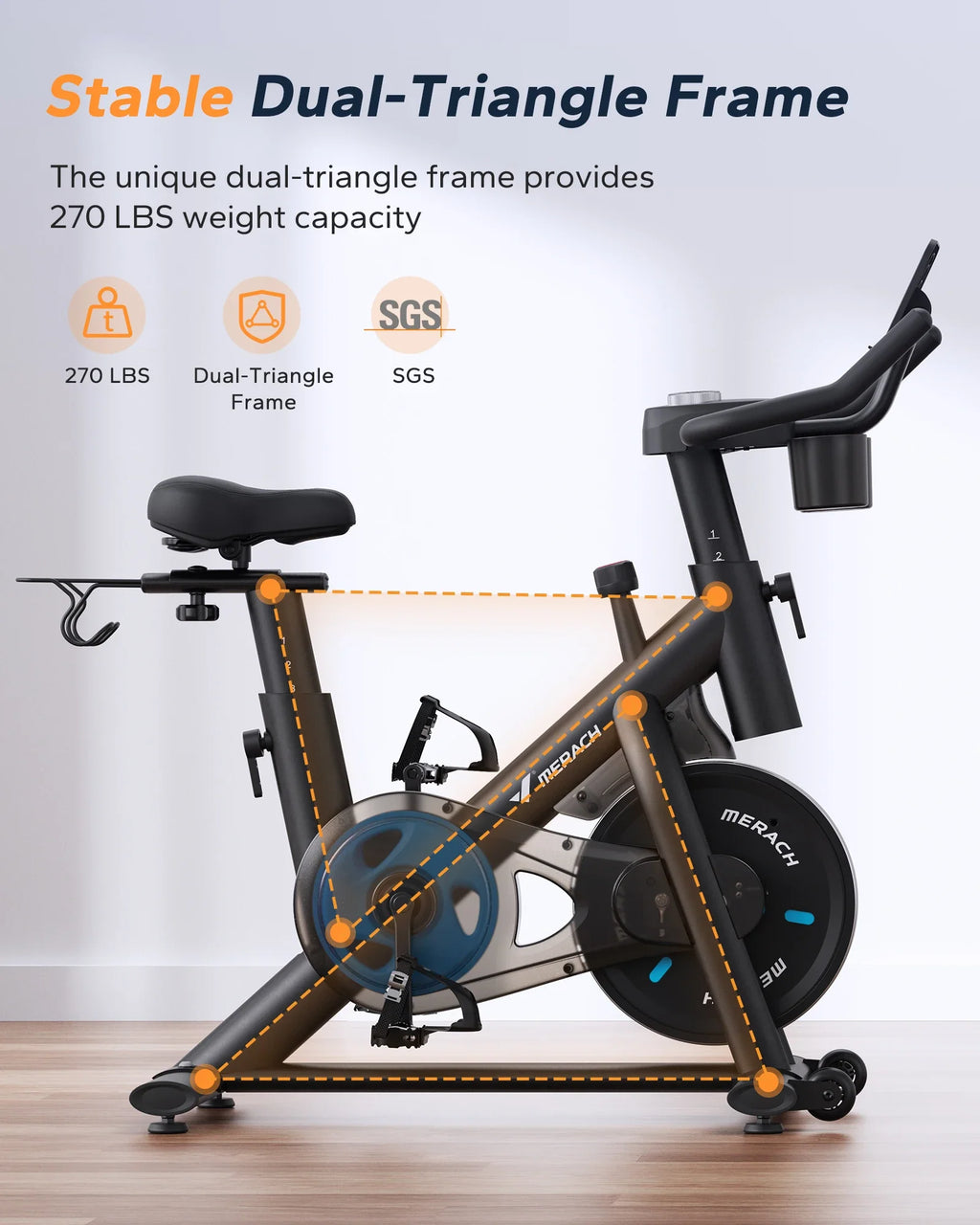 Magnetic Exercise Bike with Belt Drive, Adjustable Seat and App Connection