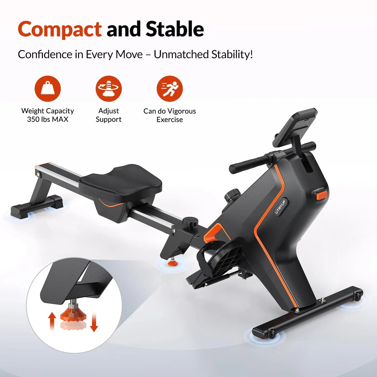Foldable Magnetic Rowing Machine, 16 Resistance Levels and Bluetooth LCD