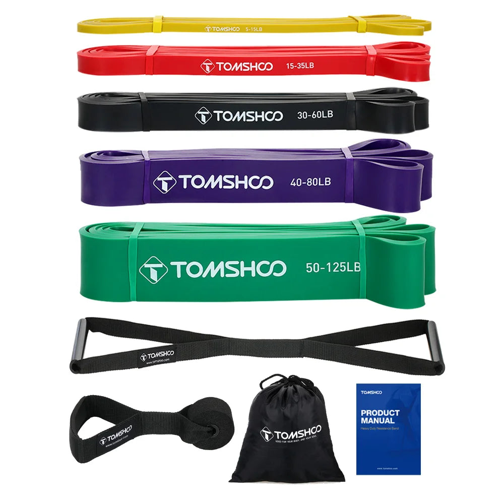 Pull-Up Resistance Bands, 5 Latex Loops with Carry Bag
