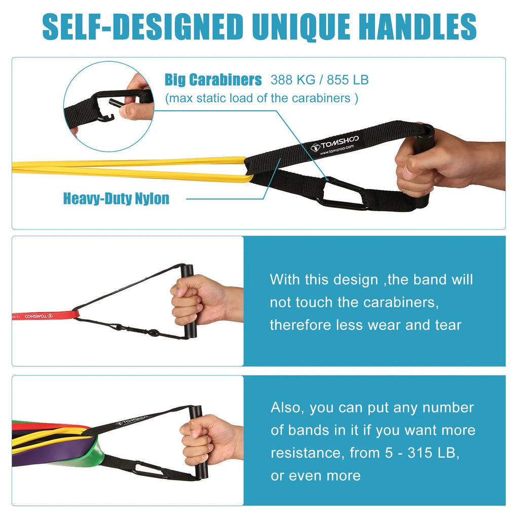 Pull-Up Resistance Bands, 5 Latex Loops with Carry Bag