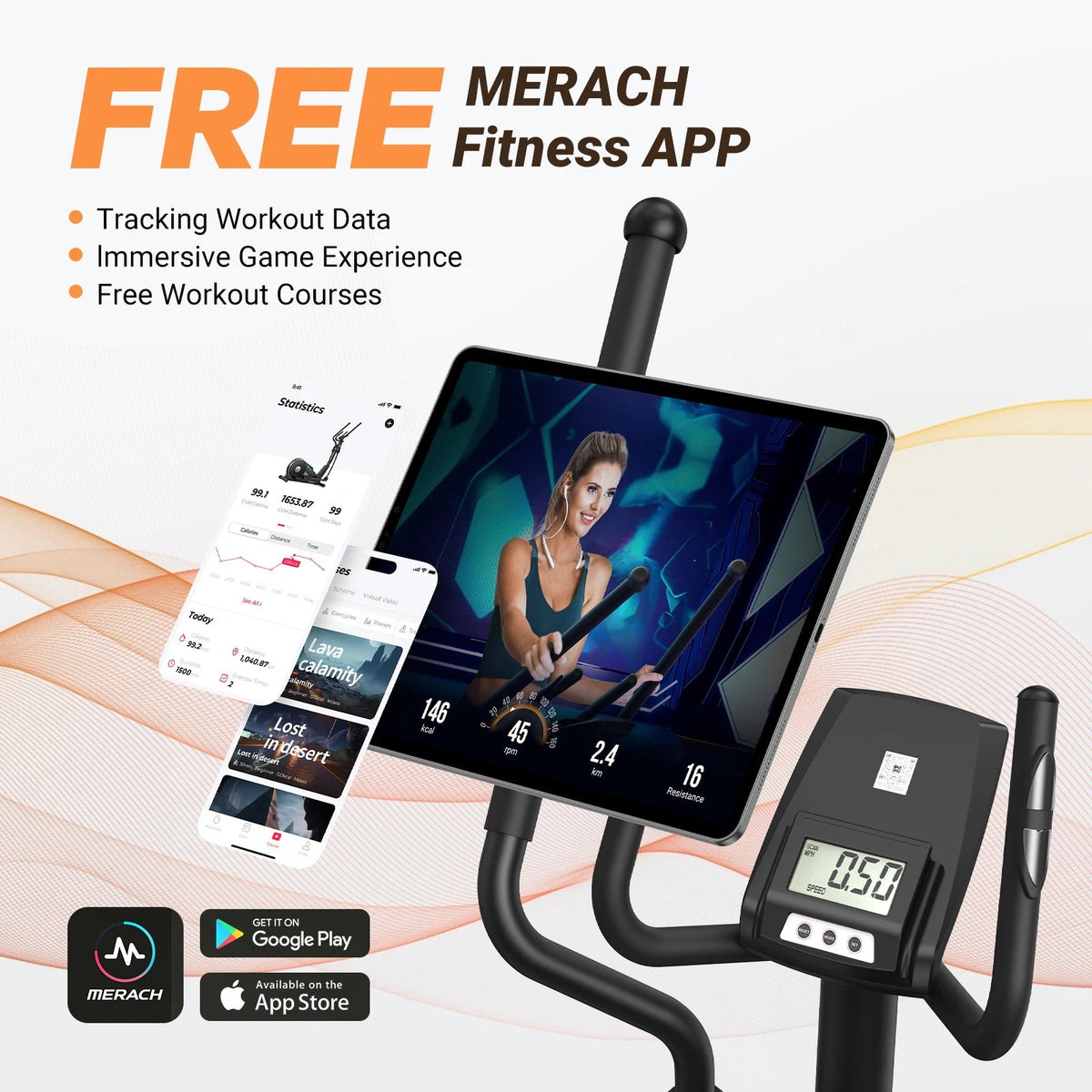 Magnetic Elliptical Trainer, 15.5-Inch Stride and 16 Resistance Levels