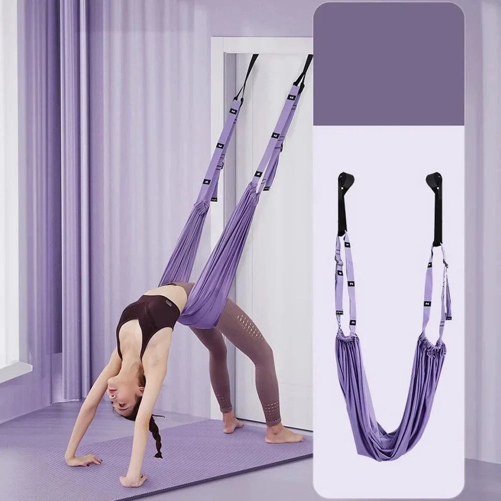 Adjustable Aerial Yoga Sling with Door Anchors and Carry Bag