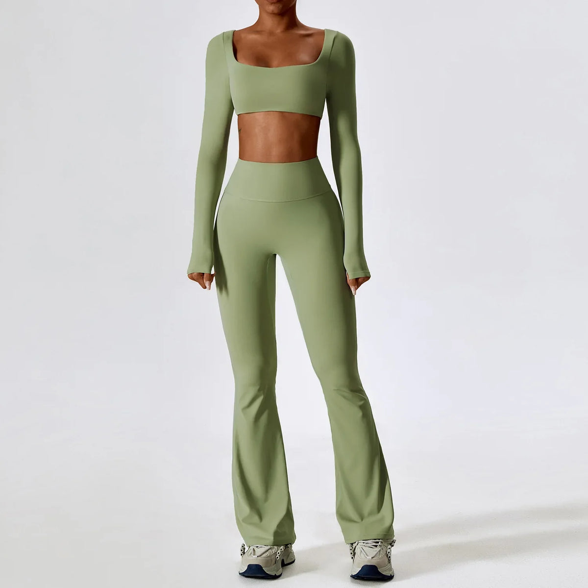 Women's Flared Yoga Pants Sets with Crop Top or Tank