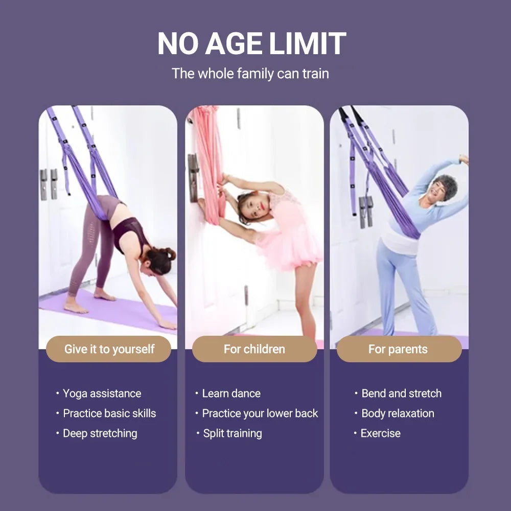 Adjustable Aerial Yoga Sling with Door Anchors and Carry Bag