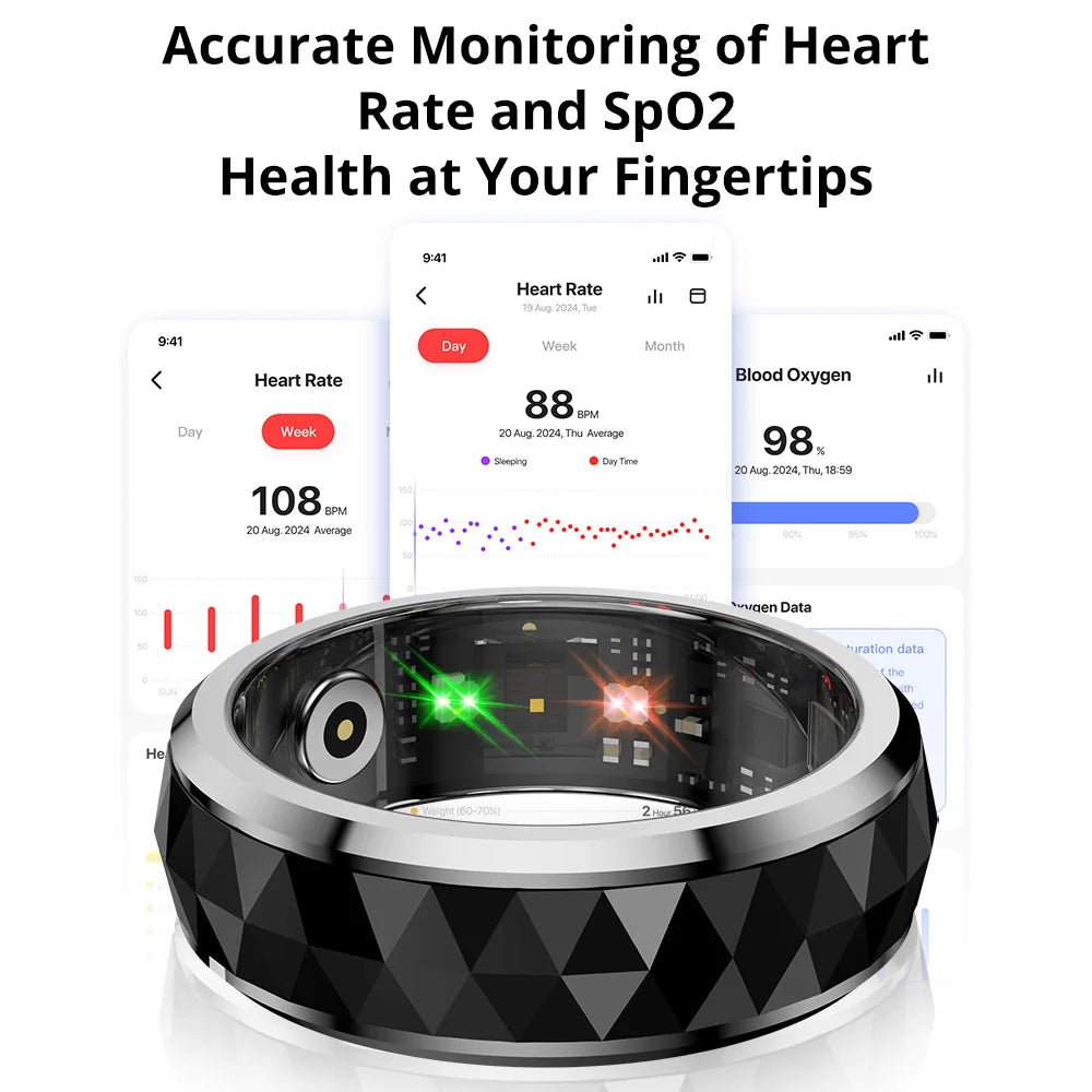 Smart Ring with Activity and Sleep Tracking, Rotating Spinner and Charging Case