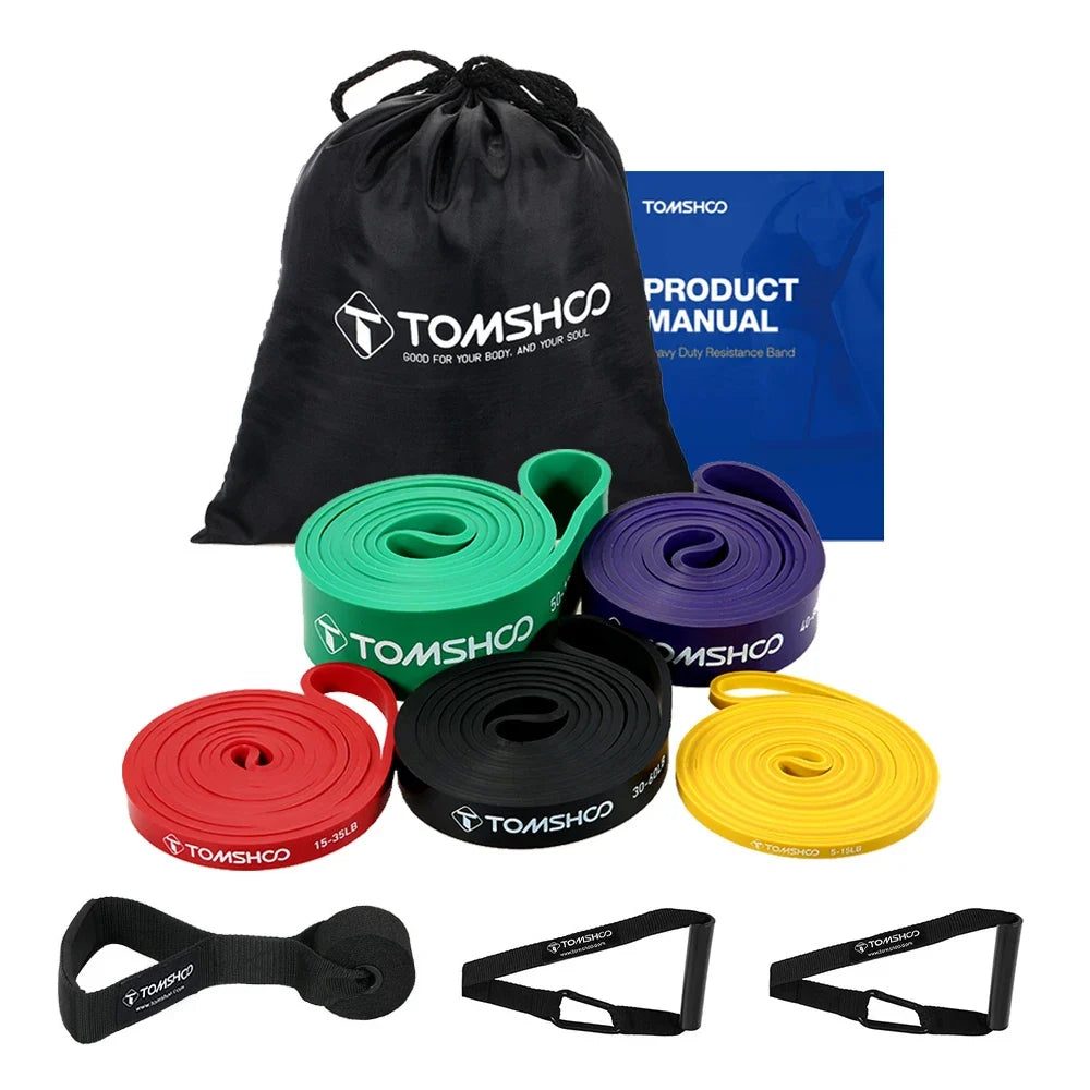 Pull-Up Resistance Band Set, 5 Latex Loops, Handles and Door Anchor
