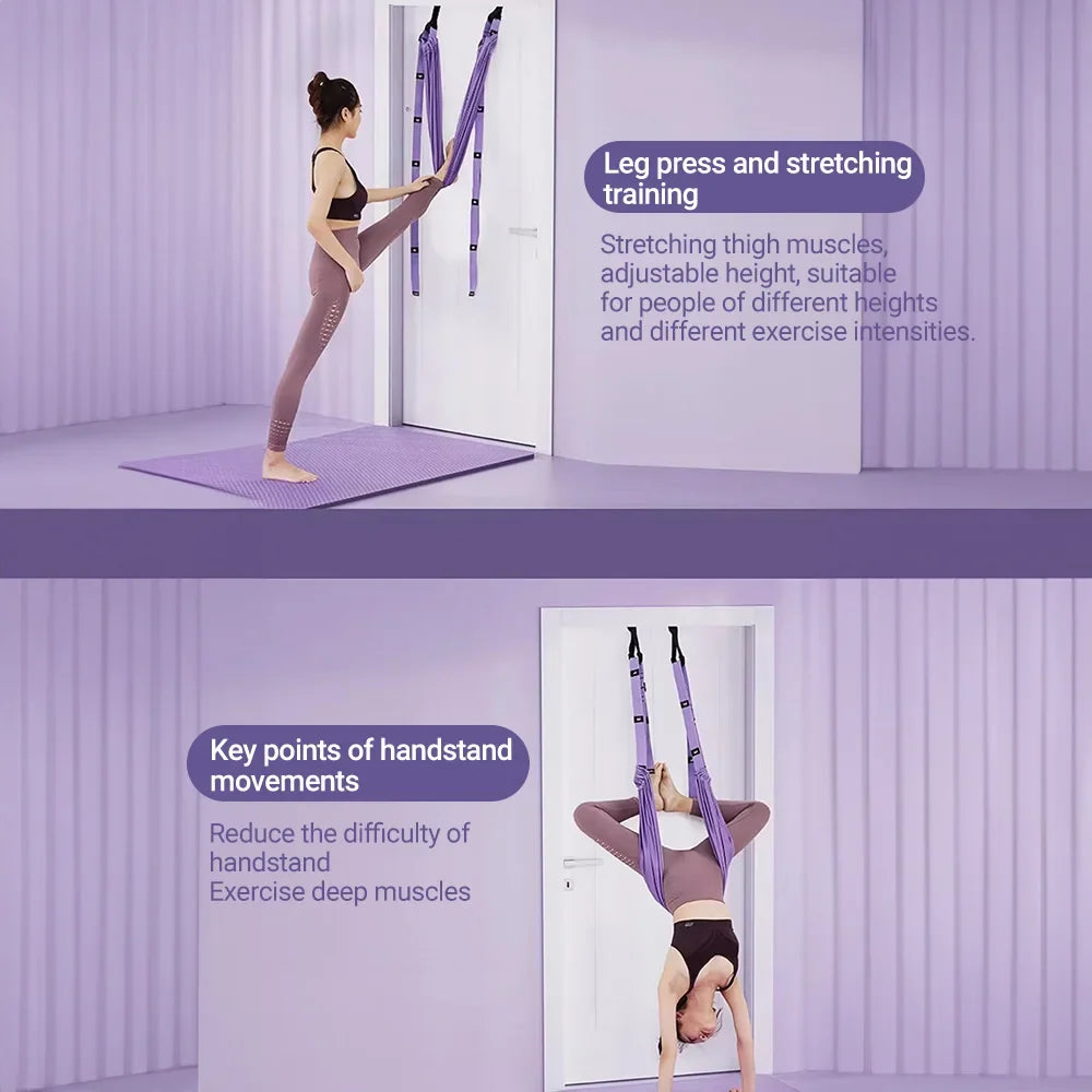Adjustable Aerial Yoga Sling with Door Anchors and Carry Bag
