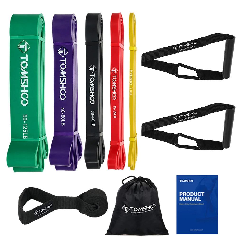 Pull-Up Resistance Band Set, 5 Latex Loops, Handles and Door Anchor
