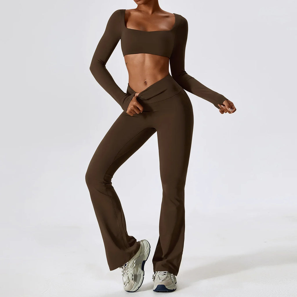 Women's Flared Yoga Pants Sets with Crop Top or Tank