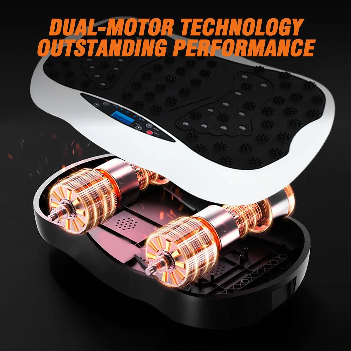 Dual-Motor Vibration Plate Exercise Machine, 120 Speeds with Resistance Bands