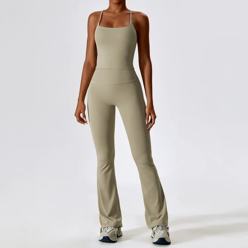Women's Flared Yoga Pants Sets with Crop Top or Tank