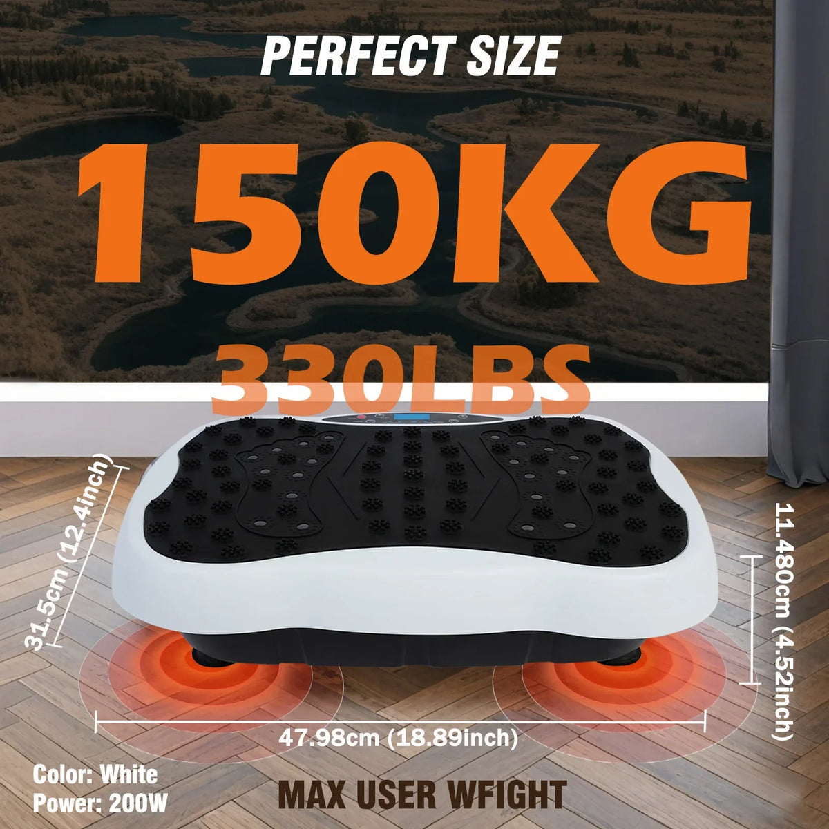 Dual-Motor Vibration Plate Exercise Machine, 120 Speeds with Resistance Bands