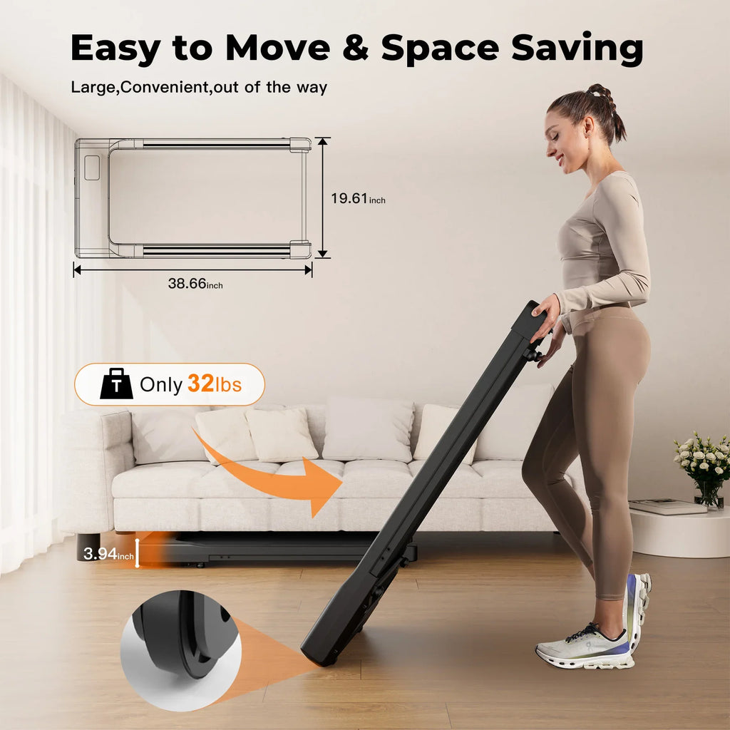 Under Desk Walking Pad Treadmill, Up to 2.5 mph, LED Display and Remote