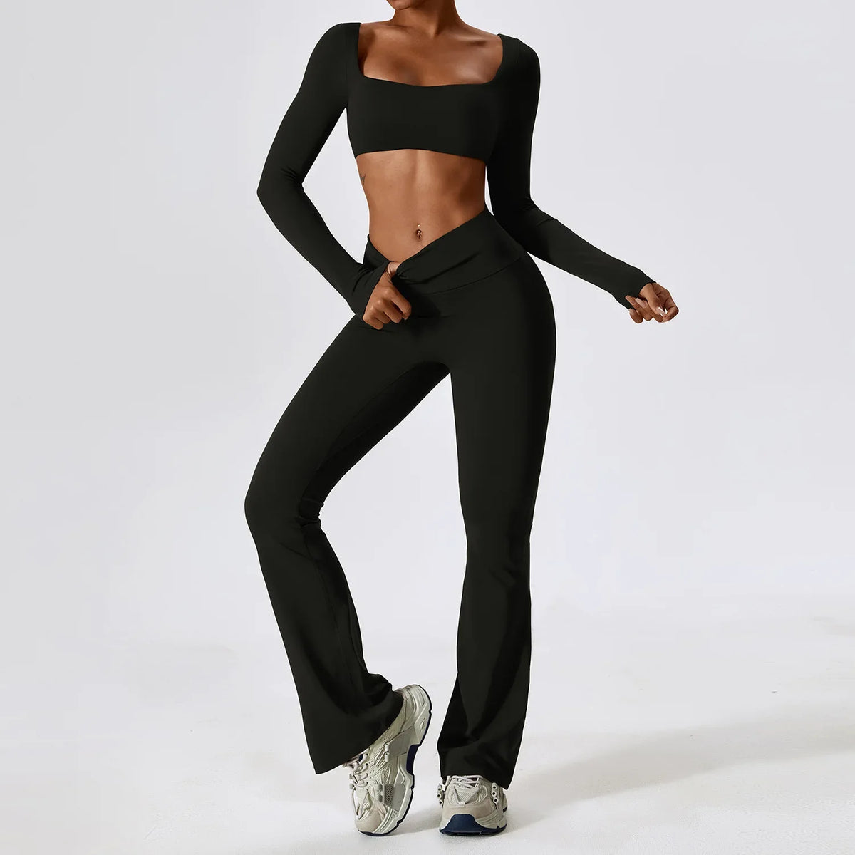 Women's Flared Yoga Pants Sets with Crop Top or Tank