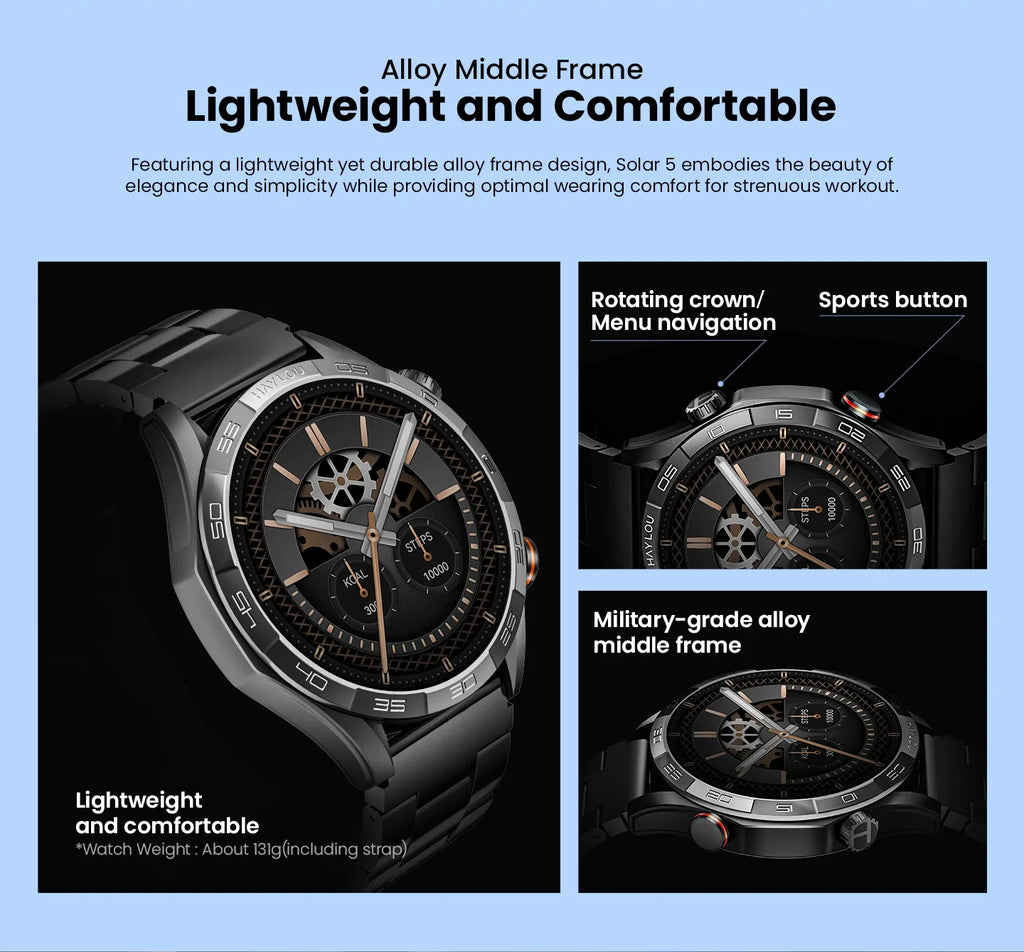 Bluetooth Calling Smartwatch, Solar 5, 1.58-Inch AMOLED and Sports Modes