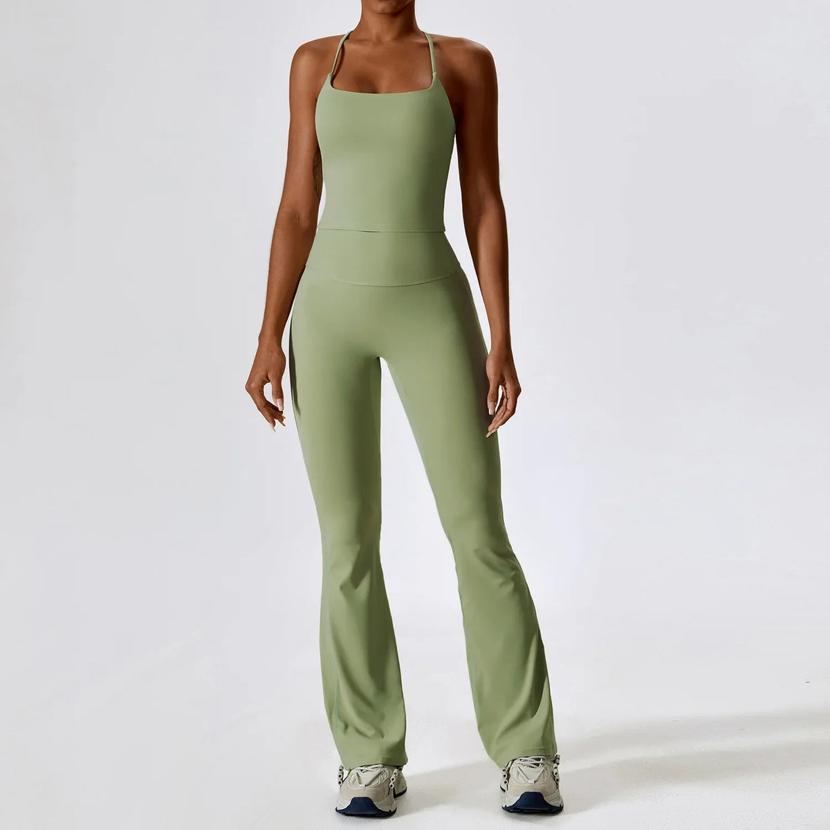 Women's Flared Yoga Pants Sets with Crop Top or Tank