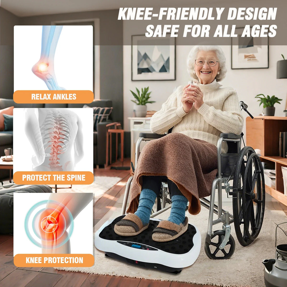 Dual-Motor Vibration Plate Exercise Machine, 120 Speeds with Resistance Bands