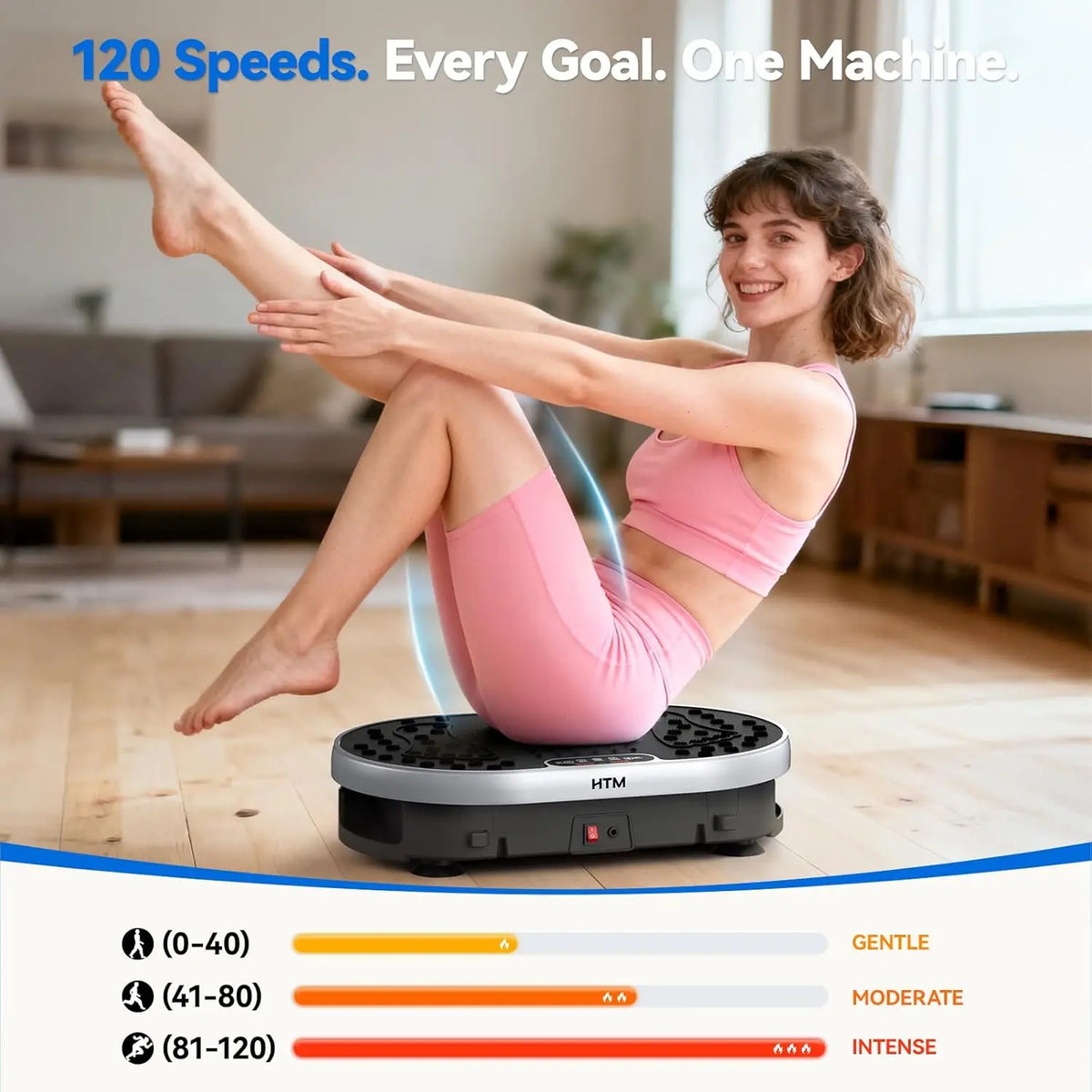 Vibration Plate Exercise Machine, 120 Speeds, 9 Programs and Remote